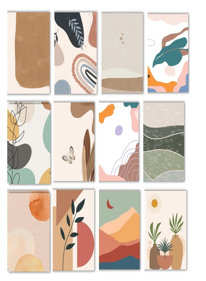 EKDALI Multi Coloured Notecards | Approx 6 x 4 inches| Pack of 12 Greeting Cards for Birthday Thank You Card| with envelope | (Aesthetic Boho) - Image 1